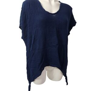 Abaca 100% Cotton Navy Blue‎ Blouse Tunic